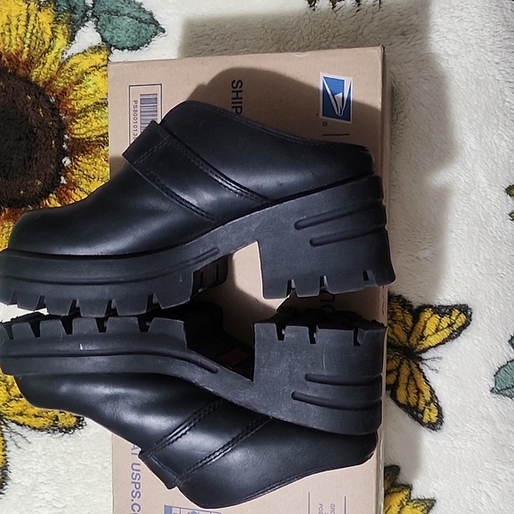 Vintage Harley Davidson Black Leather Chunky Buckle Slip On Platform Shoes 5.5 - Picture 10 of 10